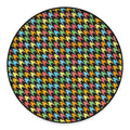 Colorful Houndstooth Print Round Floor Mat