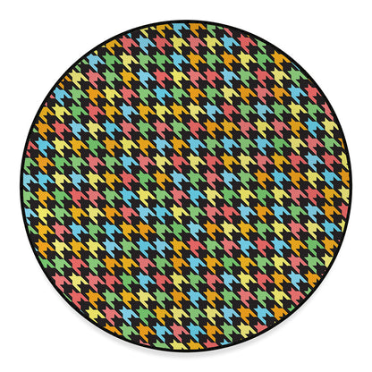 Colorful Houndstooth Print Round Floor Mat