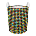 Colorful Houndstooth Print Round Laundry Basket