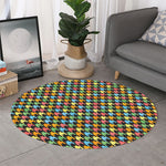 Colorful Houndstooth Print Round Rug