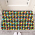 Colorful Houndstooth Print Rubber Doormat
