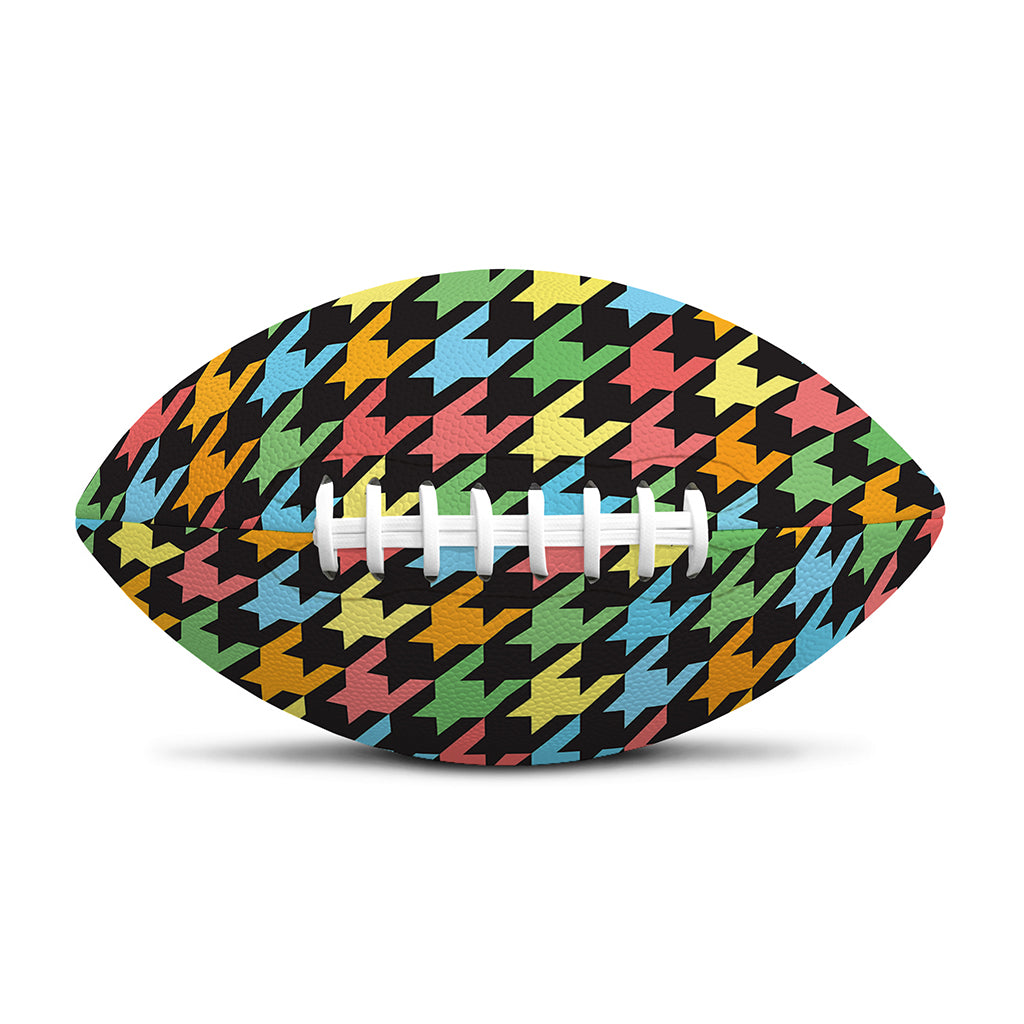 Colorful Houndstooth Print Rugby Ball