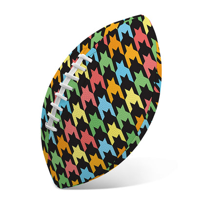 Colorful Houndstooth Print Rugby Ball