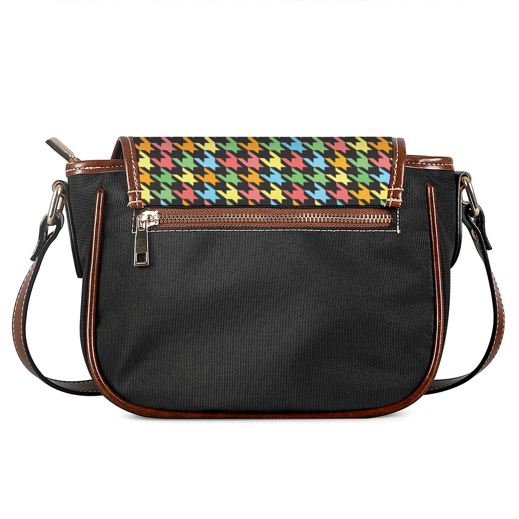 Colorful Houndstooth Print Saddle Bag