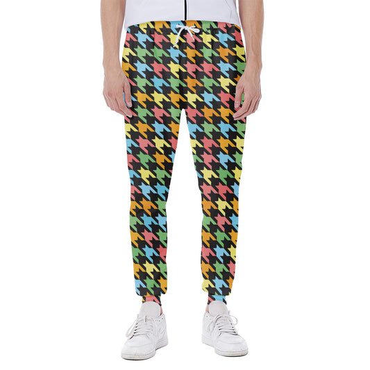 Colorful Houndstooth Print Scuba Joggers