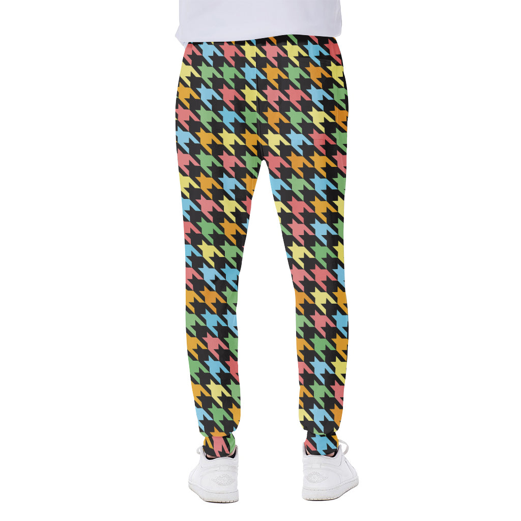 Colorful Houndstooth Print Scuba Joggers
