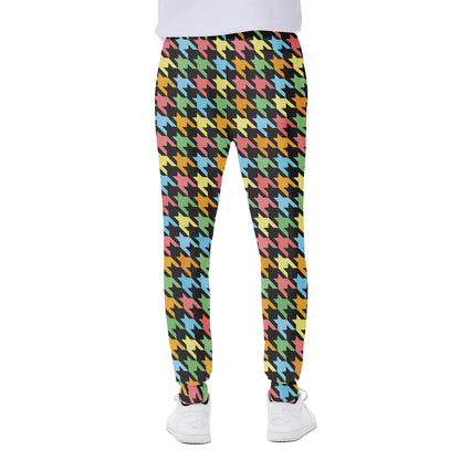 Colorful Houndstooth Print Scuba Joggers