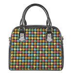Colorful Houndstooth Print Shoulder Handbag