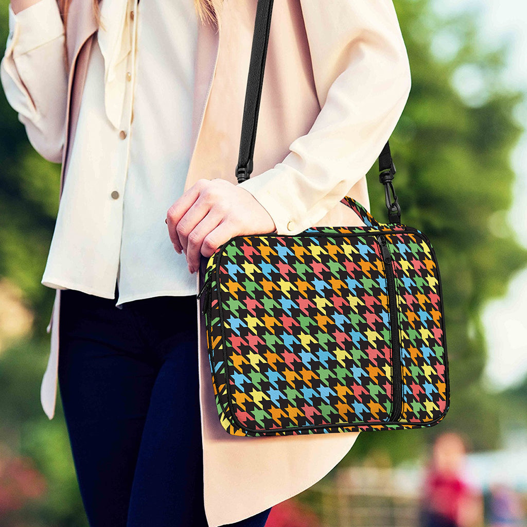 Colorful Houndstooth Print Shoulder Strap Bible Bag