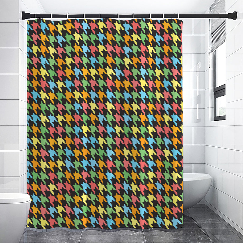 Colorful Houndstooth Print Shower Curtain