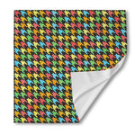 Colorful Houndstooth Print Silk Bandana