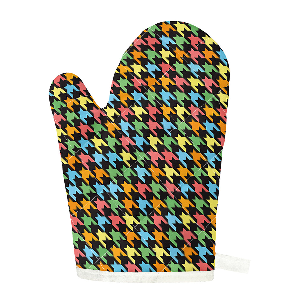 Colorful Houndstooth Print Single Oven Mitt