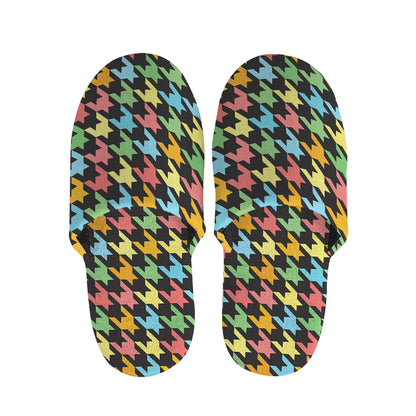 Colorful Houndstooth Print Slippers