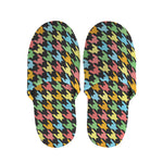 Colorful Houndstooth Print Slippers