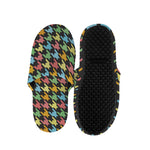 Colorful Houndstooth Print Slippers