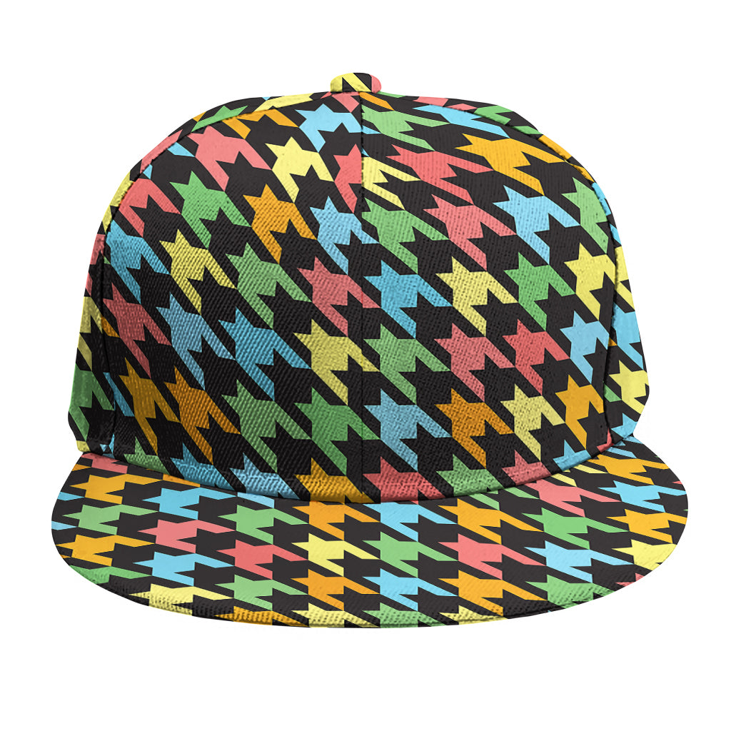 Colorful Houndstooth Print Snapback Cap