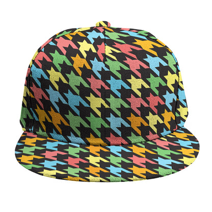 Colorful Houndstooth Print Snapback Cap