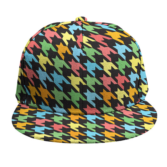 Colorful Houndstooth Print Snapback Cap