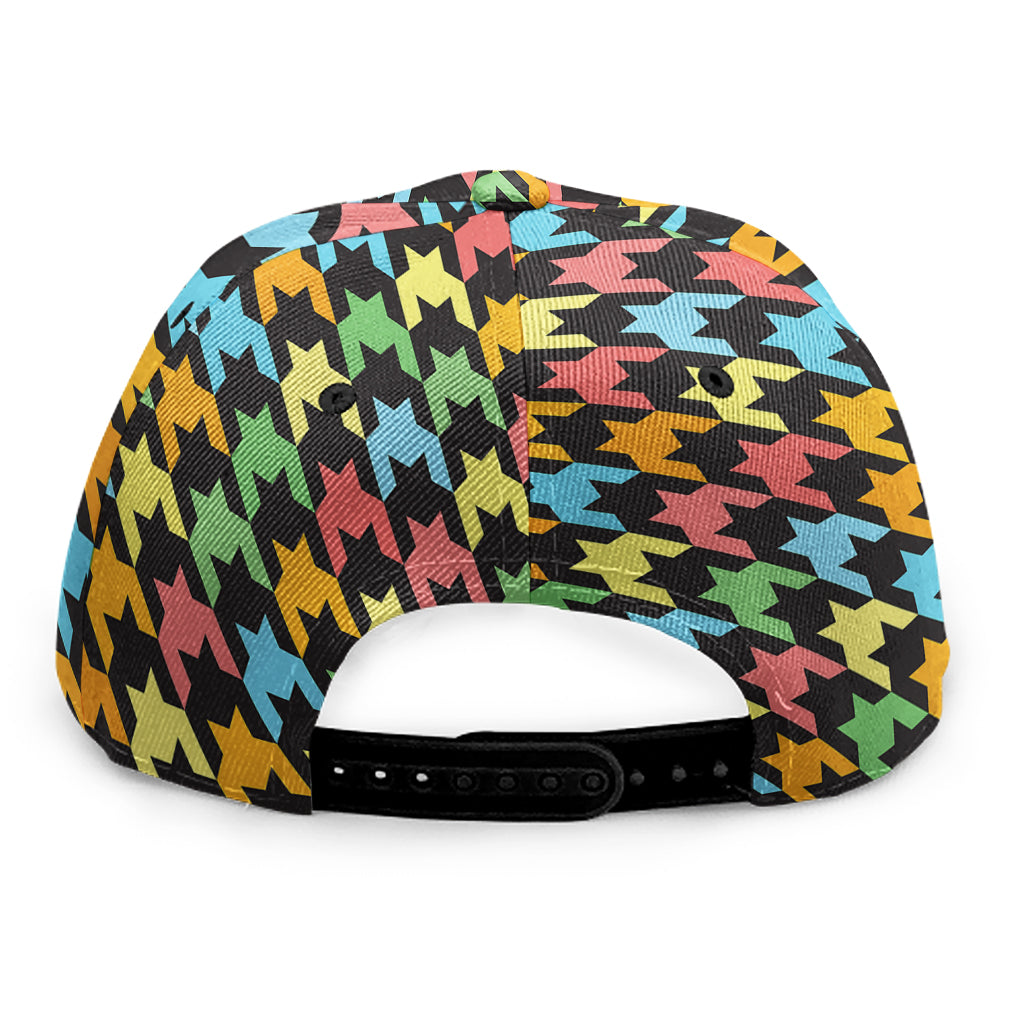 Colorful Houndstooth Print Snapback Cap