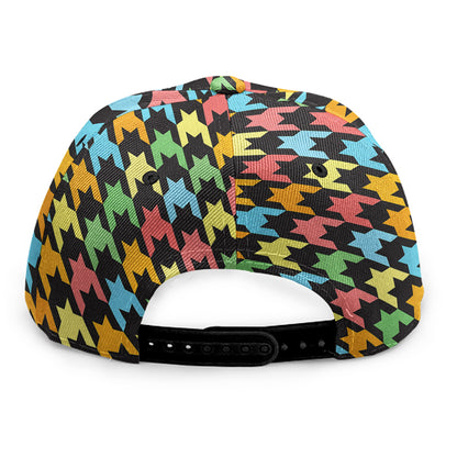 Colorful Houndstooth Print Snapback Cap