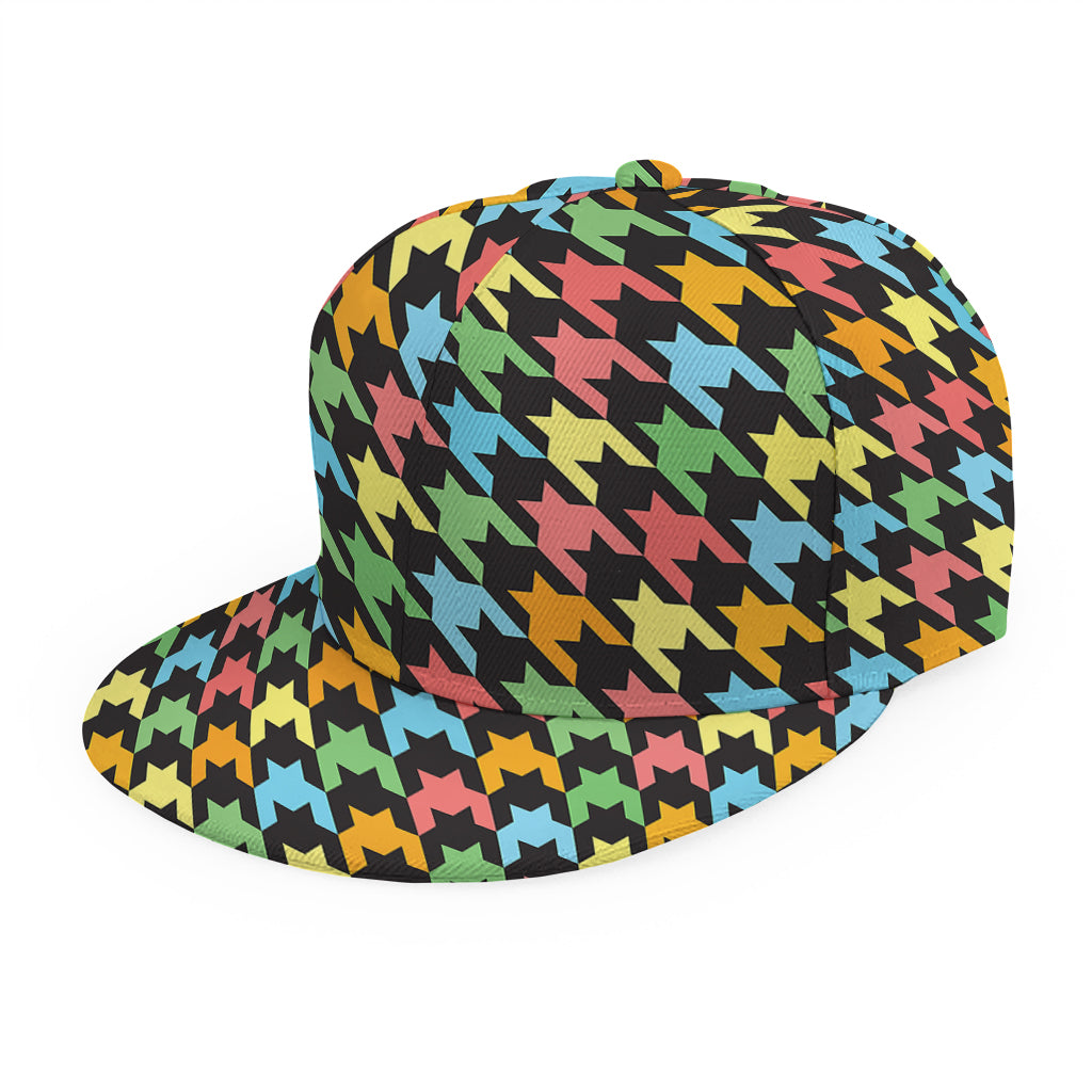 Colorful Houndstooth Print Snapback Cap
