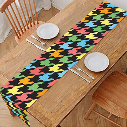 Colorful Houndstooth Print Table Runner