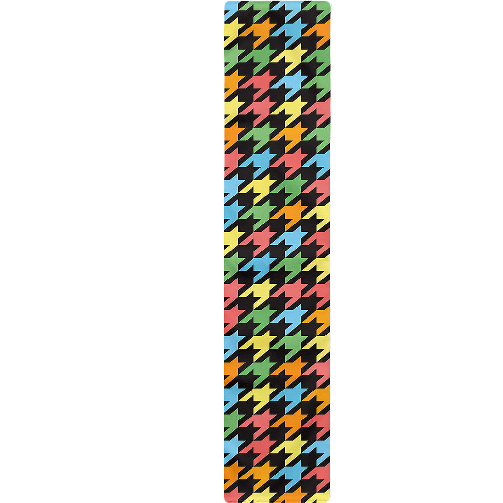 Colorful Houndstooth Print Table Runner