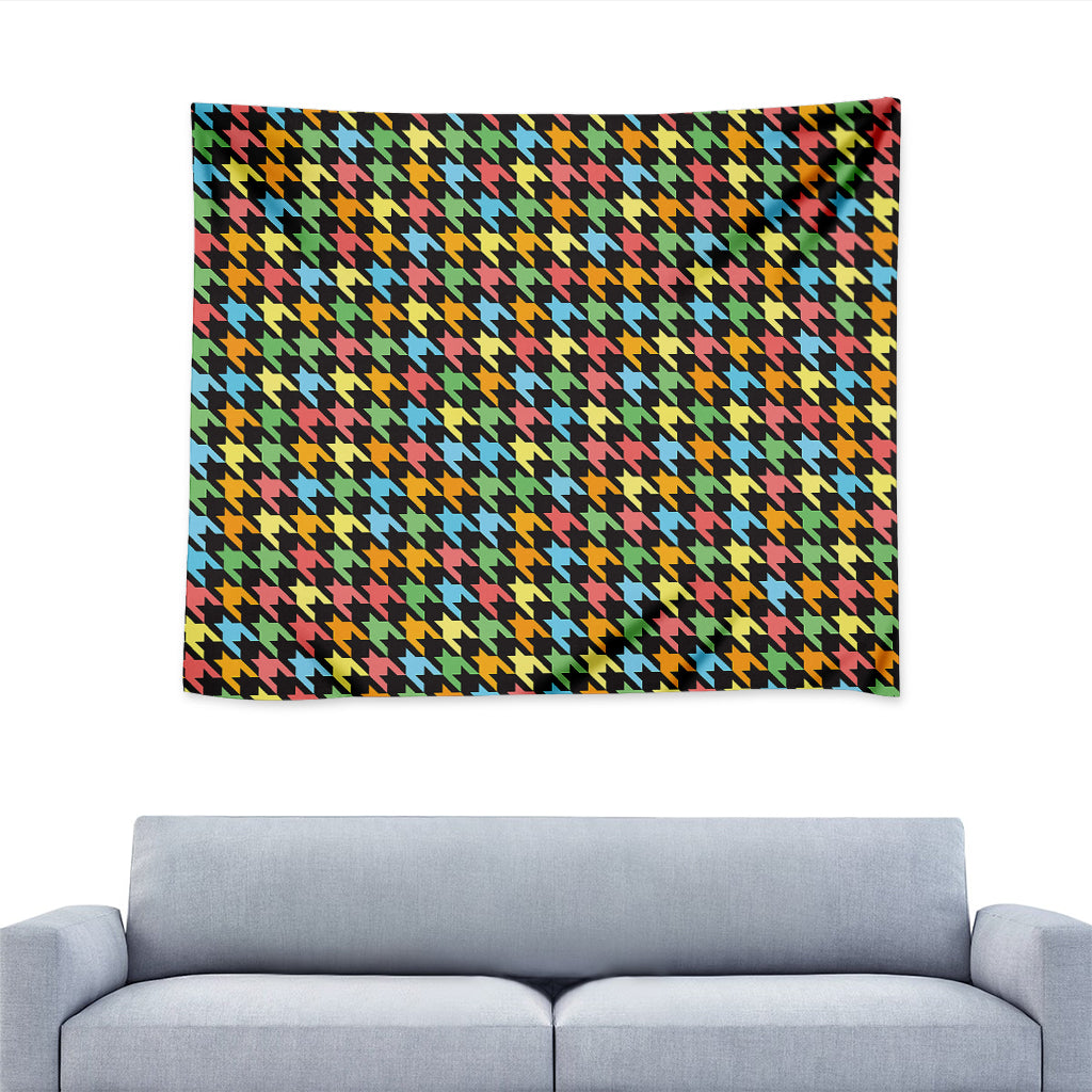 Colorful Houndstooth Print Tapestry