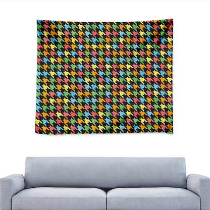 Colorful Houndstooth Print Tapestry