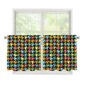 Colorful Houndstooth Print Tier Curtains
