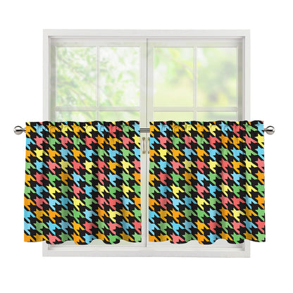 Colorful Houndstooth Print Tier Curtains