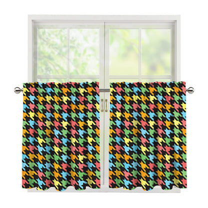 Colorful Houndstooth Print Tier Curtains