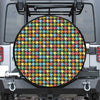 Colorful Houndstooth Print Tire Cover