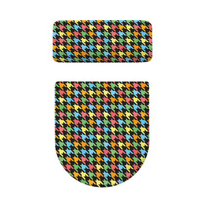 Colorful Houndstooth Print Toilet Lid And Tank Cover Set