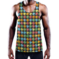 Colorful Houndstooth Print Men's Workout Tank Top