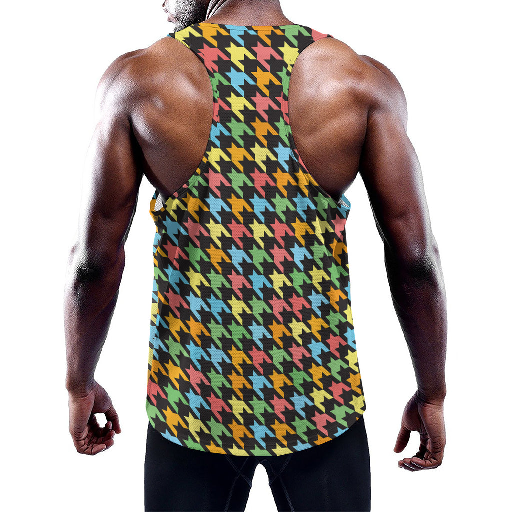 Colorful Houndstooth Print Training Tank Top