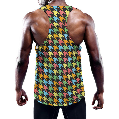 Colorful Houndstooth Print Training Tank Top