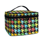 Colorful Houndstooth Print Travel Makeup Bag
