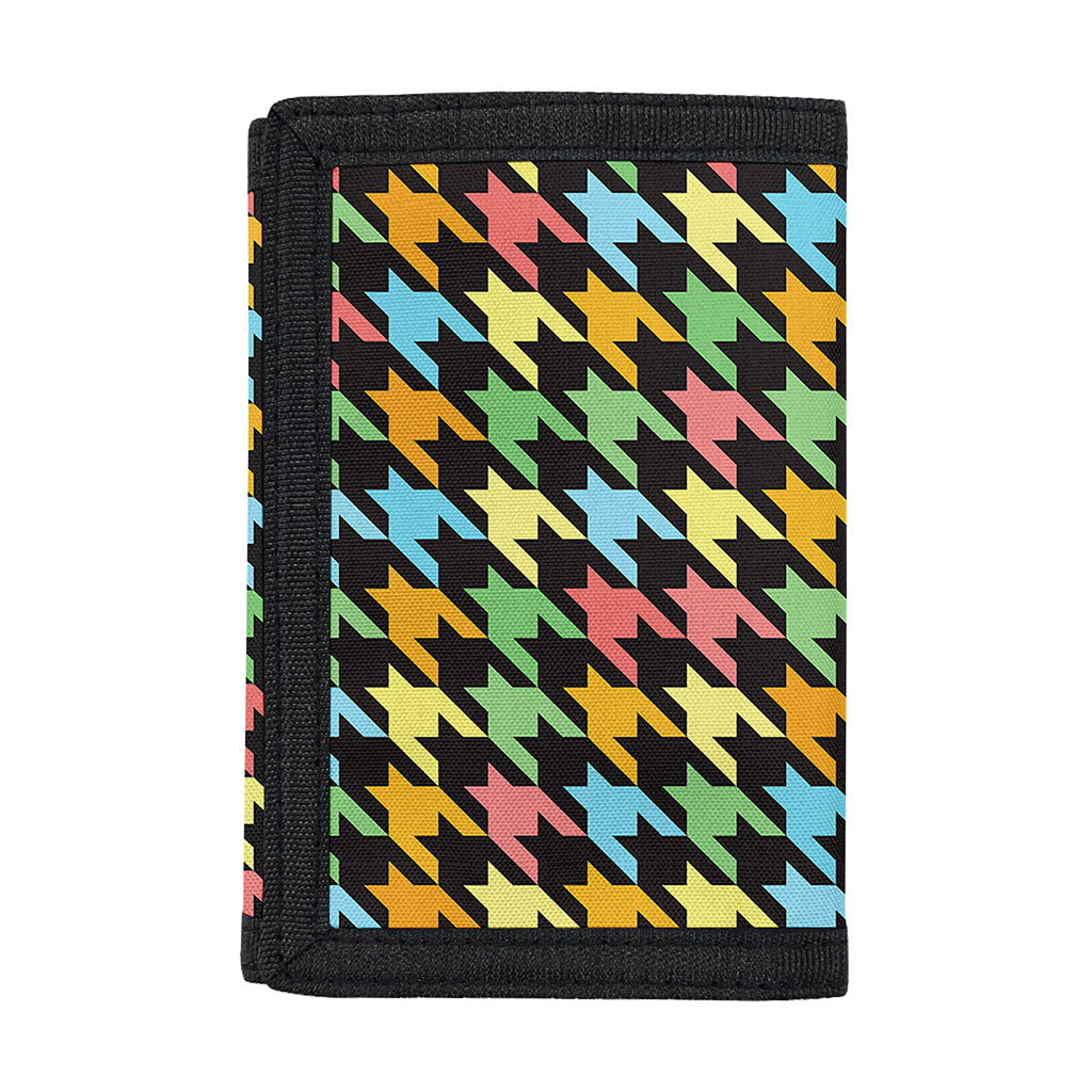 Colorful Houndstooth Print Trifold Wallet