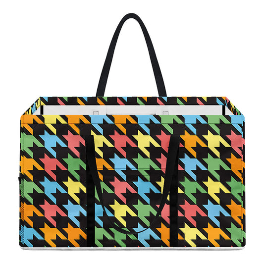 Colorful Houndstooth Print Utility Tote Bag