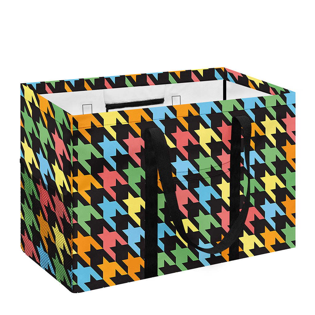 Colorful Houndstooth Print Utility Tote Bag