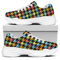 Colorful Houndstooth Print White Chunky Shoes