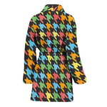 Colorful Houndstooth Print Women's Bathrobe