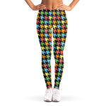 Colorful Houndstooth Print Women's Leggings