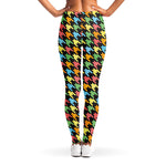 Colorful Houndstooth Print Women's Leggings