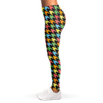 Colorful Houndstooth Print Women's Leggings