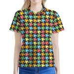 Colorful Houndstooth Print Women's Polo Shirt