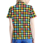 Colorful Houndstooth Print Women's Polo Shirt