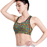 Colorful Houndstooth Print Women's Sports Bra