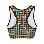 Colorful Houndstooth Print Women's Sports Bra
